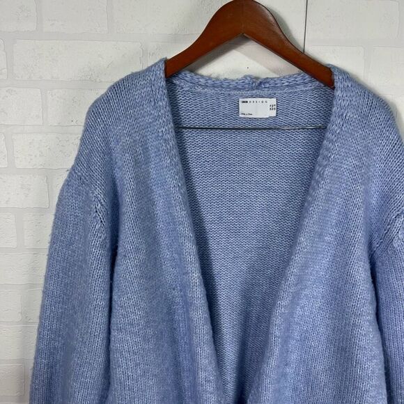 ASOS Womens Knit Cardigan Size 10 Baby Blue Cottagecore Cozy - Picture 2 of 11
